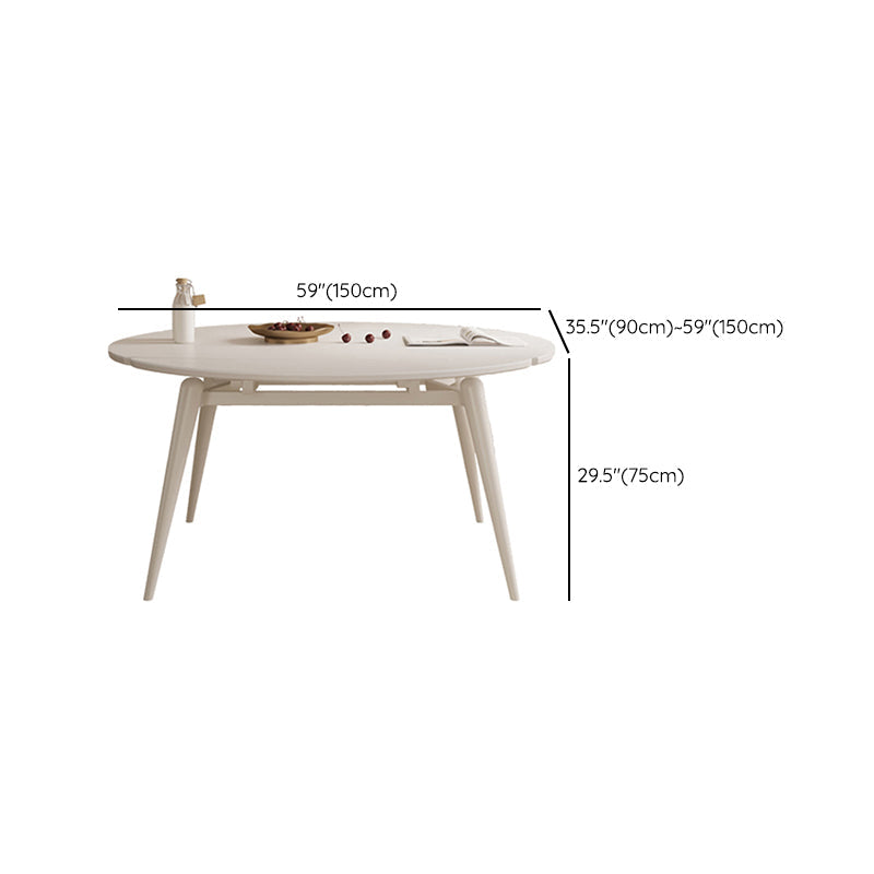 Modern Round Extendable Dining Table White Stone Tabletop with Double Drop Leaf Clearhalo 'Dining Tables & Seating' 'Dining Tables' 'dining_table' 'furn' 'furn_dining_table' 'Furniture' 'Kitchen & Dining Furniture' 7747311