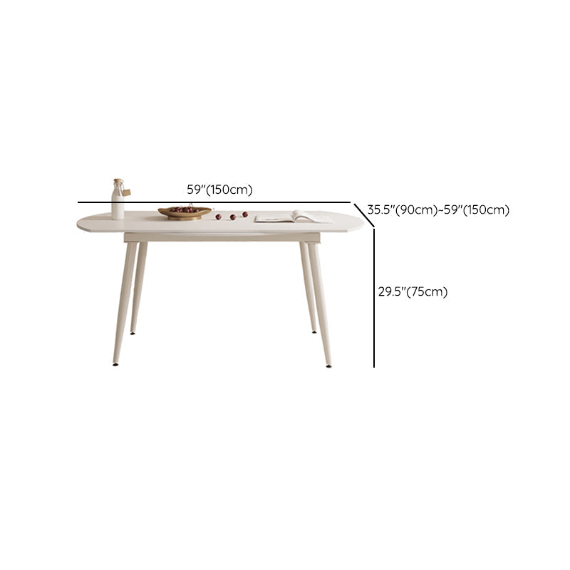 Modern Round Extendable Dining Table White Stone Tabletop with Double Drop Leaf Clearhalo 'Dining Tables & Seating' 'Dining Tables' 'dining_table' 'furn' 'furn_dining_table' 'Furniture' 'Kitchen & Dining Furniture' 7747312