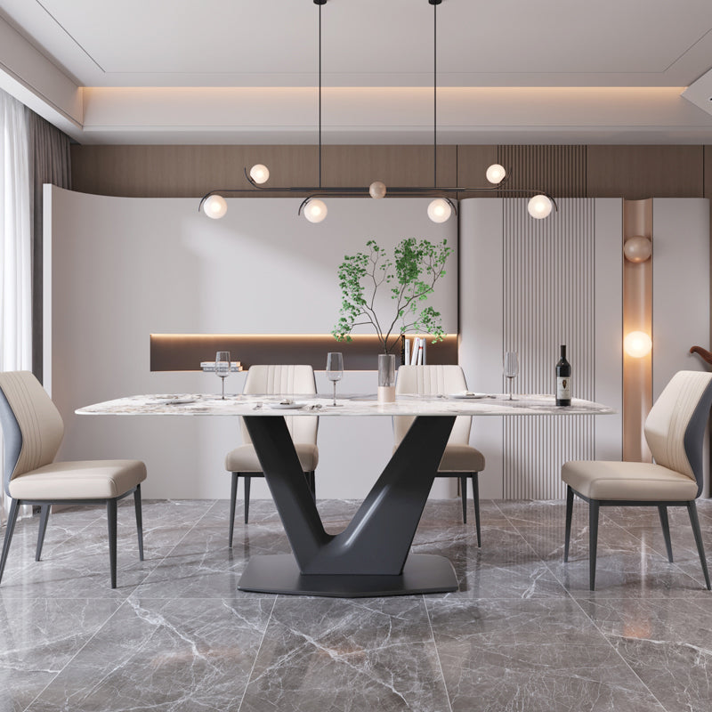 Tavolo da pranzo in metallo in pietra in pietra sinterizzato moderno con sedie