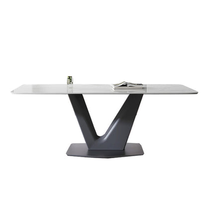 Tavolo da pranzo in metallo in pietra in pietra sinterizzato moderno con sedie