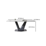 Modern Rectangle Sintered Stone Top Metal Base Dining Table with Chairs
