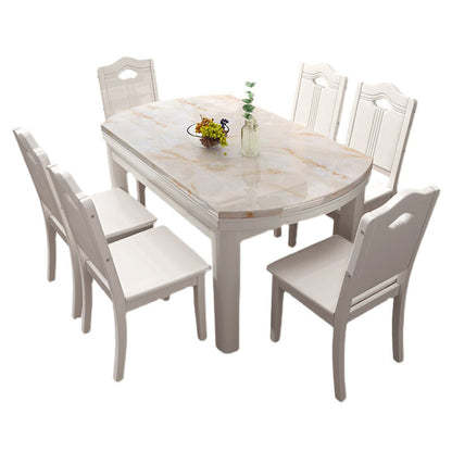 Silla de comedor de 7 piezas y mesa en estilo blanco y contemporáneo