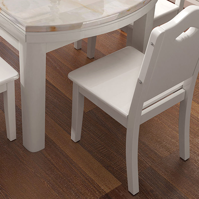 Silla de comedor de 7 piezas y mesa en estilo blanco y contemporáneo