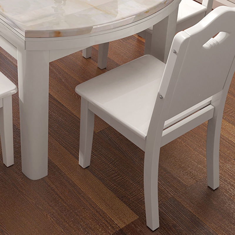 Silla de comedor de 7 piezas y mesa en estilo blanco y contemporáneo