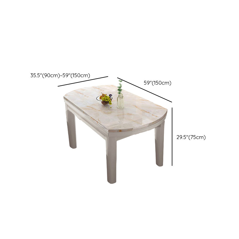 7 -delige eetkamerstoel en tafel ingesteld in witte, eigentijdse stijl