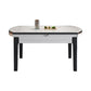 Modern Round Expandable Retractable Stone Top Dining Table with Black Wood Base White Without Chairs Clearhalo 'Dining Tables & Seating' 'Dining Tables' 'dining_table' 'furn' 'furn_dining_table' 'Furniture' 'Kitchen & Dining Furniture' 7747478