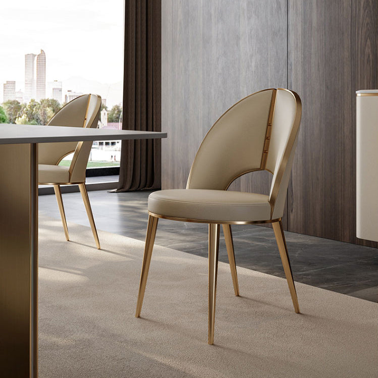 Silla de comedor lateral de cuero sinté de faux contemporáneo interiores