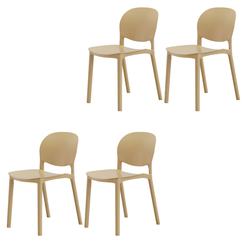 Modern Dining Room Plastic Open Back Stackable Dining Side Chair Camel 4 Piece Set Clearhalo 'Dining Chairs' 'Dining Tables & Seating' 'dining_chair' 'furn' 'furn_dining_chair' 'Furniture' 'Kitchen & Dining Furniture' 7747618