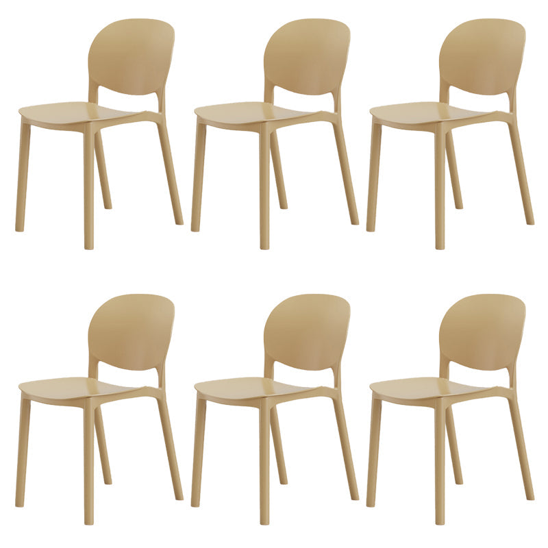 Modern Dining Room Plastic Open Back Stackable Dining Side Chair Camel 6 Piece Set Clearhalo 'Dining Chairs' 'Dining Tables & Seating' 'dining_chair' 'furn' 'furn_dining_chair' 'Furniture' 'Kitchen & Dining Furniture' 7747620