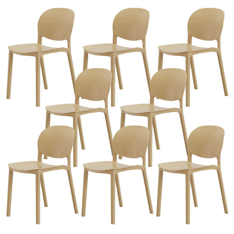 Modern Dining Room Plastic Open Back Stackable Dining Side Chair Camel 8 Piece Set Clearhalo 'Dining Chairs' 'Dining Tables & Seating' 'dining_chair' 'furn' 'furn_dining_chair' 'Furniture' 'Kitchen & Dining Furniture' 7747623