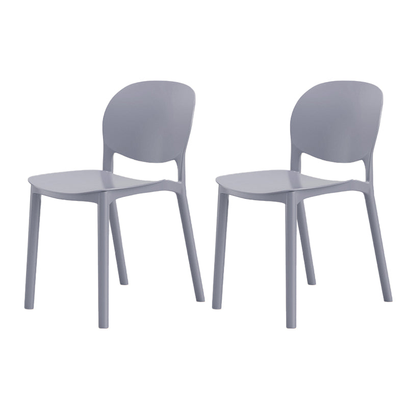 Modern Dining Room Plastic Open Back Stackable Dining Side Chair Light Gray 2 Piece Set Clearhalo 'Dining Chairs' 'Dining Tables & Seating' 'dining_chair' 'furn' 'furn_dining_chair' 'Furniture' 'Kitchen & Dining Furniture' 7747627