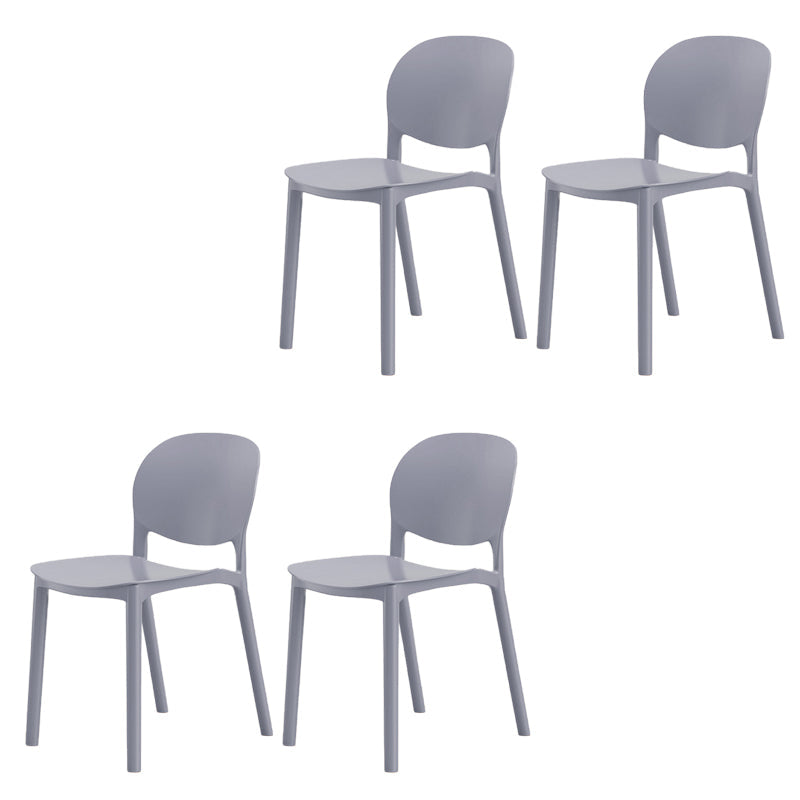 Modern Dining Room Plastic Open Back Stackable Dining Side Chair Light Gray 4 Piece Set Clearhalo 'Dining Chairs' 'Dining Tables & Seating' 'dining_chair' 'furn' 'furn_dining_chair' 'Furniture' 'Kitchen & Dining Furniture' 7747629