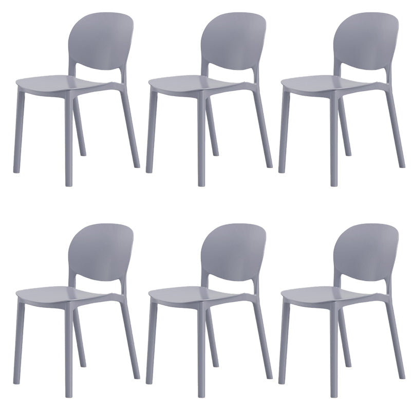 Modern Dining Room Plastic Open Back Stackable Dining Side Chair Light Gray 6 Piece Set Clearhalo 'Dining Chairs' 'Dining Tables & Seating' 'dining_chair' 'furn' 'furn_dining_chair' 'Furniture' 'Kitchen & Dining Furniture' 7747631