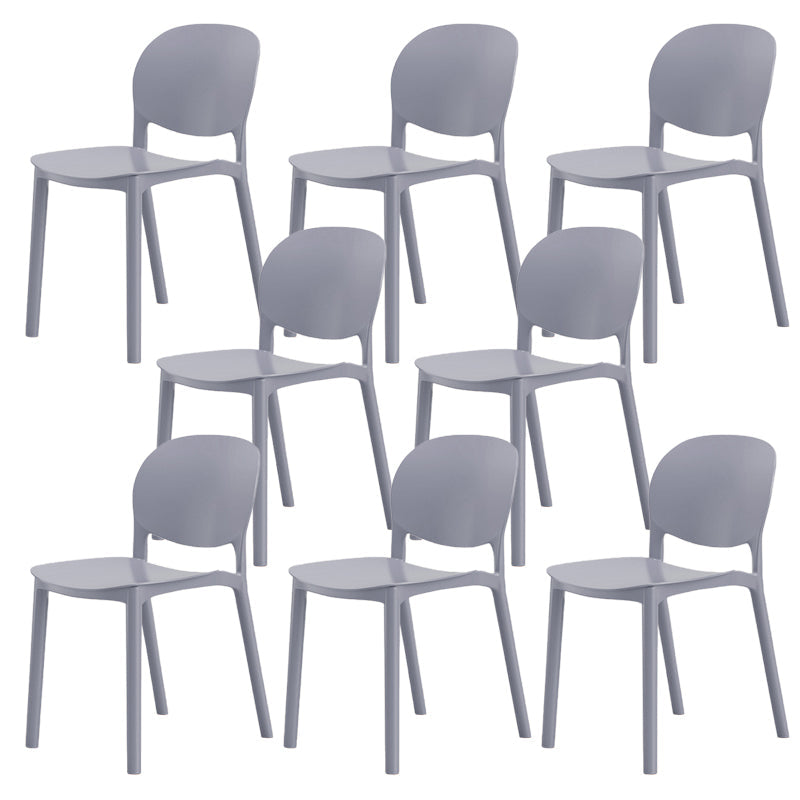 Modern Dining Room Plastic Open Back Stackable Dining Side Chair Light Gray 8 Piece Set Clearhalo 'Dining Chairs' 'Dining Tables & Seating' 'dining_chair' 'furn' 'furn_dining_chair' 'Furniture' 'Kitchen & Dining Furniture' 7747632