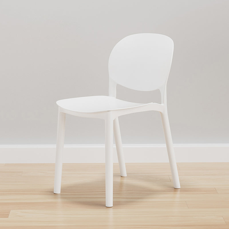 Modern Dining Room Plastic Open Back Stackable Dining Side Chair White 1 Piece Clearhalo 'Dining Chairs' 'Dining Tables & Seating' 'dining_chair' 'furn' 'furn_dining_chair' 'Furniture' 'Kitchen & Dining Furniture' 7747634
