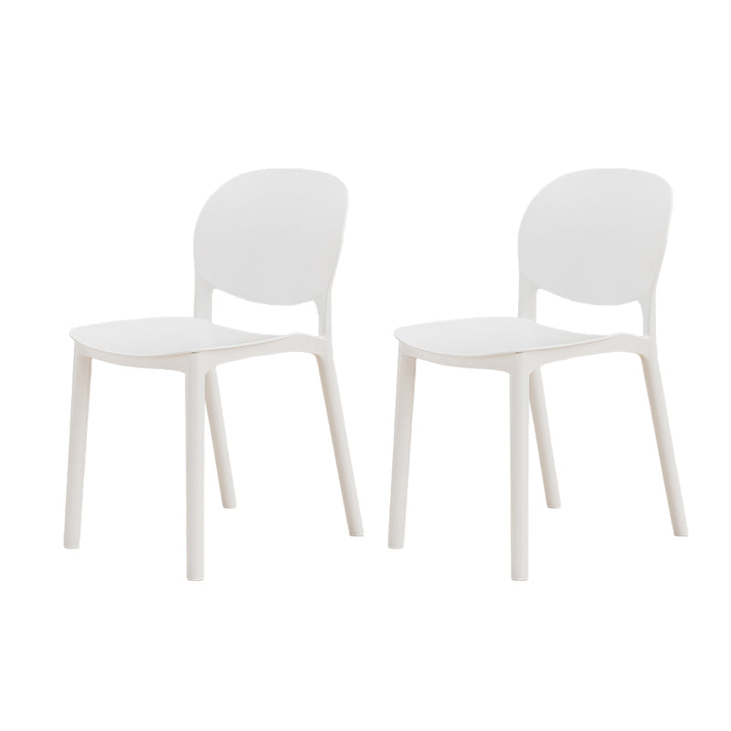 Modern Dining Room Plastic Open Back Stackable Dining Side Chair White 2 Piece Set Clearhalo 'Dining Chairs' 'Dining Tables & Seating' 'dining_chair' 'furn' 'furn_dining_chair' 'Furniture' 'Kitchen & Dining Furniture' 7747635
