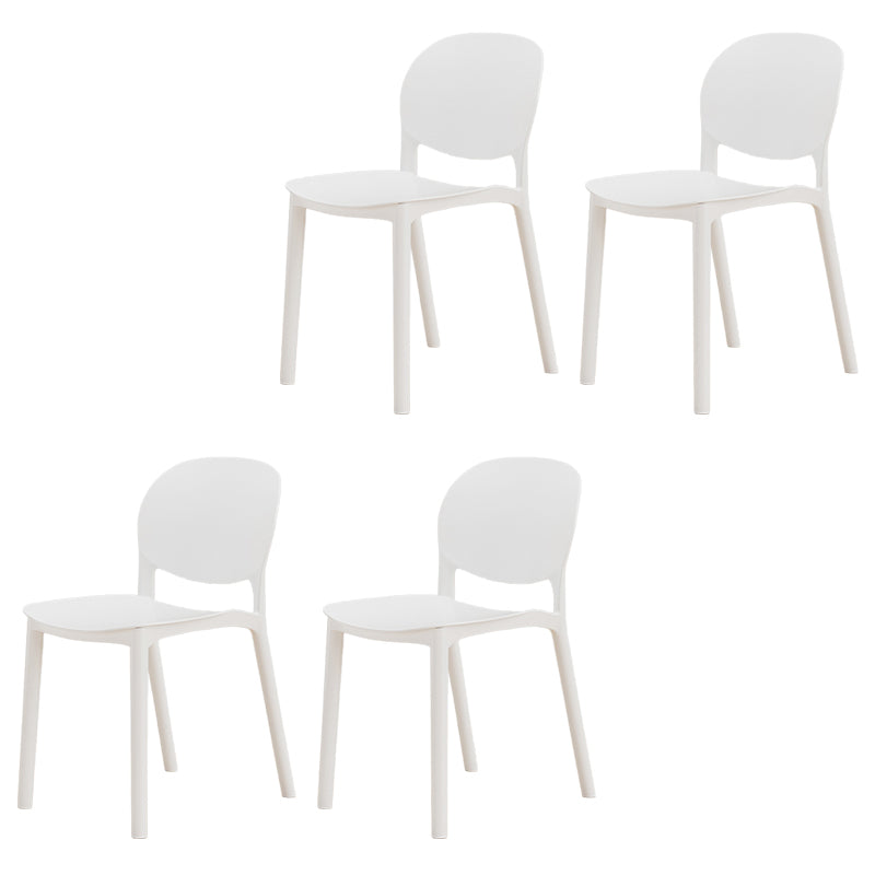 Modern Dining Room Plastic Open Back Stackable Dining Side Chair White 4 Piece Set Clearhalo 'Dining Chairs' 'Dining Tables & Seating' 'dining_chair' 'furn' 'furn_dining_chair' 'Furniture' 'Kitchen & Dining Furniture' 7747636