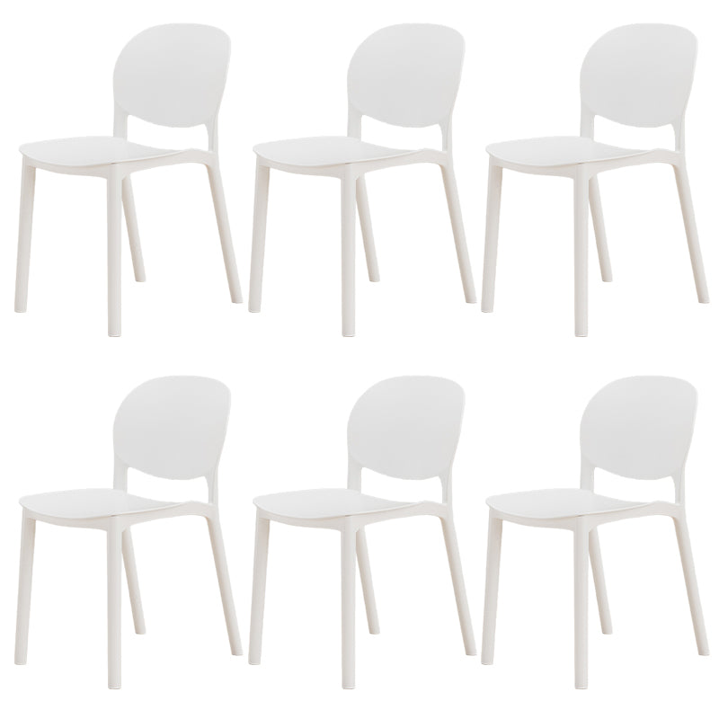 Modern Dining Room Plastic Open Back Stackable Dining Side Chair White 6 Piece Set Clearhalo 'Dining Chairs' 'Dining Tables & Seating' 'dining_chair' 'furn' 'furn_dining_chair' 'Furniture' 'Kitchen & Dining Furniture' 7747637
