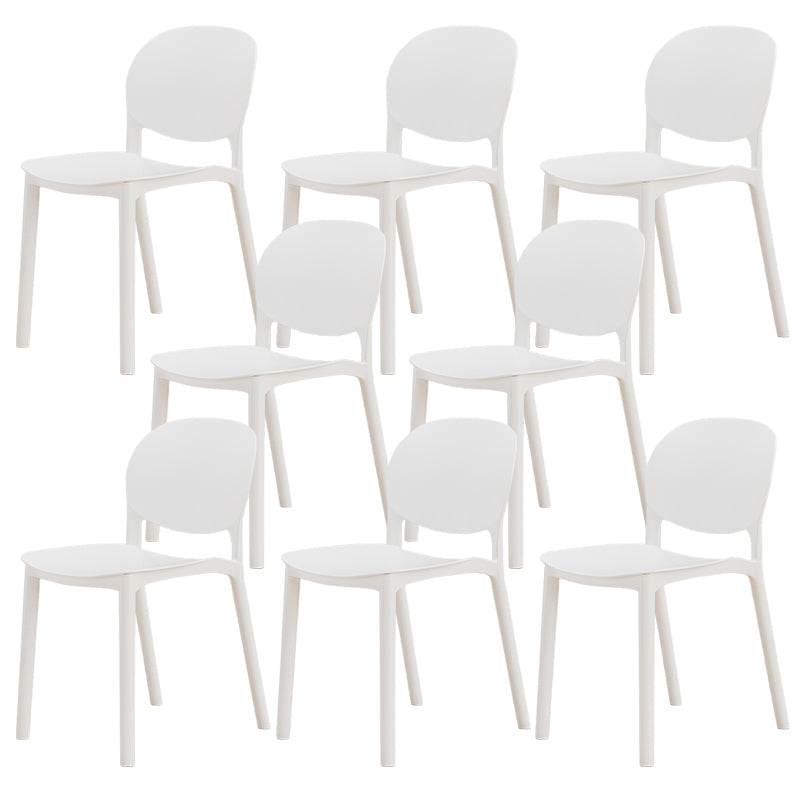 Modern Dining Room Plastic Open Back Stackable Dining Side Chair White 8 Piece Set Clearhalo 'Dining Chairs' 'Dining Tables & Seating' 'dining_chair' 'furn' 'furn_dining_chair' 'Furniture' 'Kitchen & Dining Furniture' 7747638