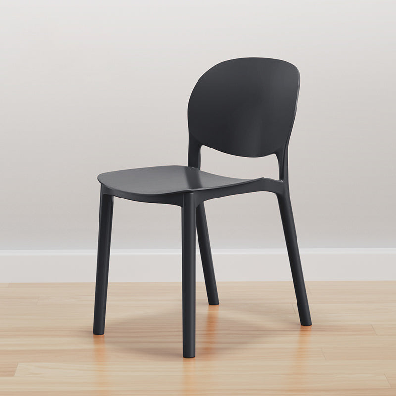 Modern Dining Room Plastic Open Back Stackable Dining Side Chair Black 1 Piece Clearhalo 'Dining Chairs' 'Dining Tables & Seating' 'dining_chair' 'furn' 'furn_dining_chair' 'Furniture' 'Kitchen & Dining Furniture' 7747639