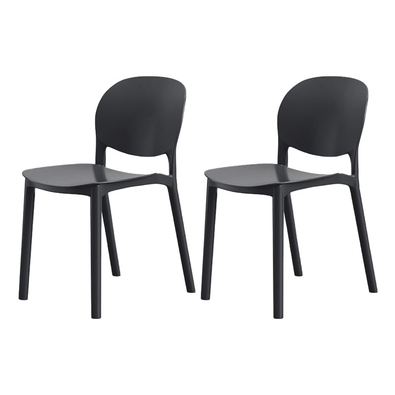 Modern Dining Room Plastic Open Back Stackable Dining Side Chair Black 2 Piece Set Clearhalo 'Dining Chairs' 'Dining Tables & Seating' 'dining_chair' 'furn' 'furn_dining_chair' 'Furniture' 'Kitchen & Dining Furniture' 7747640