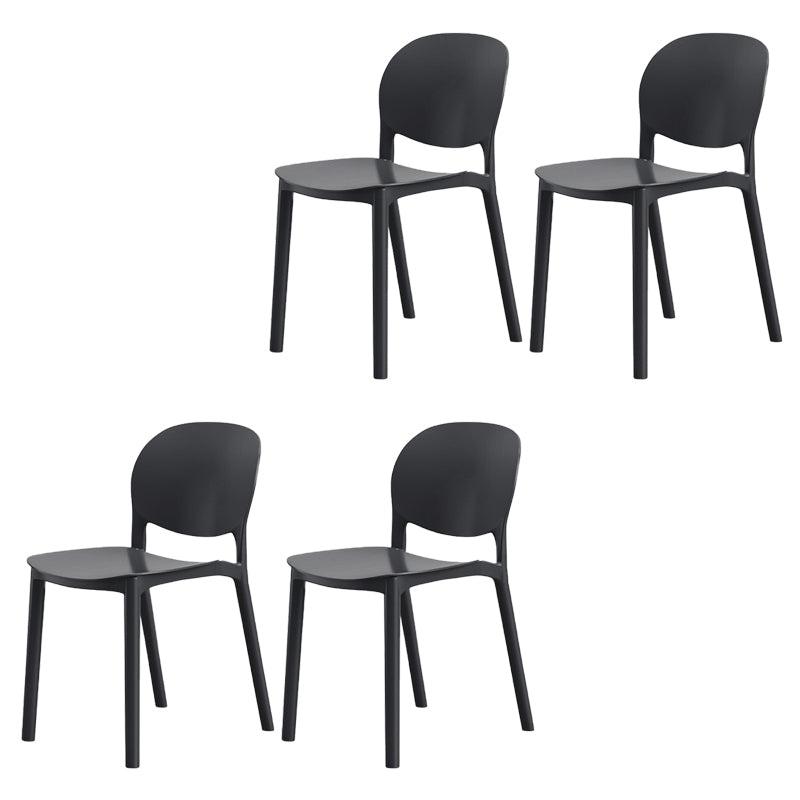 Modern Dining Room Plastic Open Back Stackable Dining Side Chair Black 4 Piece Set Clearhalo 'Dining Chairs' 'Dining Tables & Seating' 'dining_chair' 'furn' 'furn_dining_chair' 'Furniture' 'Kitchen & Dining Furniture' 7747641