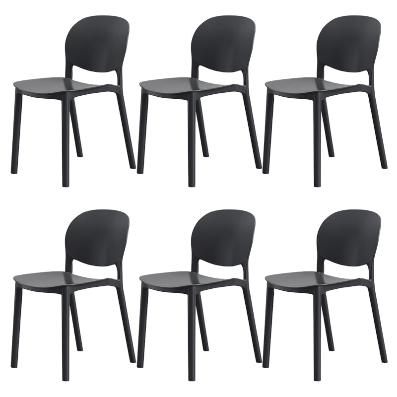 Modern Dining Room Plastic Open Back Stackable Dining Side Chair Black 6 Piece Set Clearhalo 'Dining Chairs' 'Dining Tables & Seating' 'dining_chair' 'furn' 'furn_dining_chair' 'Furniture' 'Kitchen & Dining Furniture' 7747642