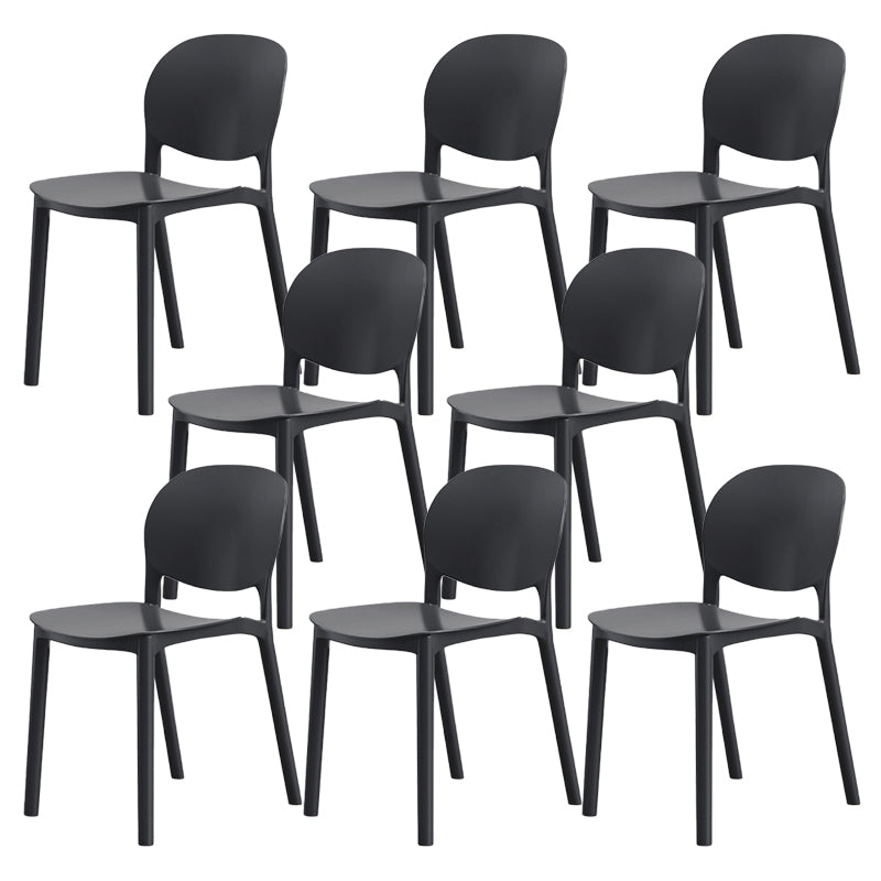 Modern Dining Room Plastic Open Back Stackable Dining Side Chair Black 8 Piece Set Clearhalo 'Dining Chairs' 'Dining Tables & Seating' 'dining_chair' 'furn' 'furn_dining_chair' 'Furniture' 'Kitchen & Dining Furniture' 7747643