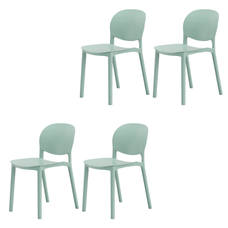 Modern Dining Room Plastic Open Back Stackable Dining Side Chair Green 4 Piece Set Clearhalo 'Dining Chairs' 'Dining Tables & Seating' 'dining_chair' 'furn' 'furn_dining_chair' 'Furniture' 'Kitchen & Dining Furniture' 7747646