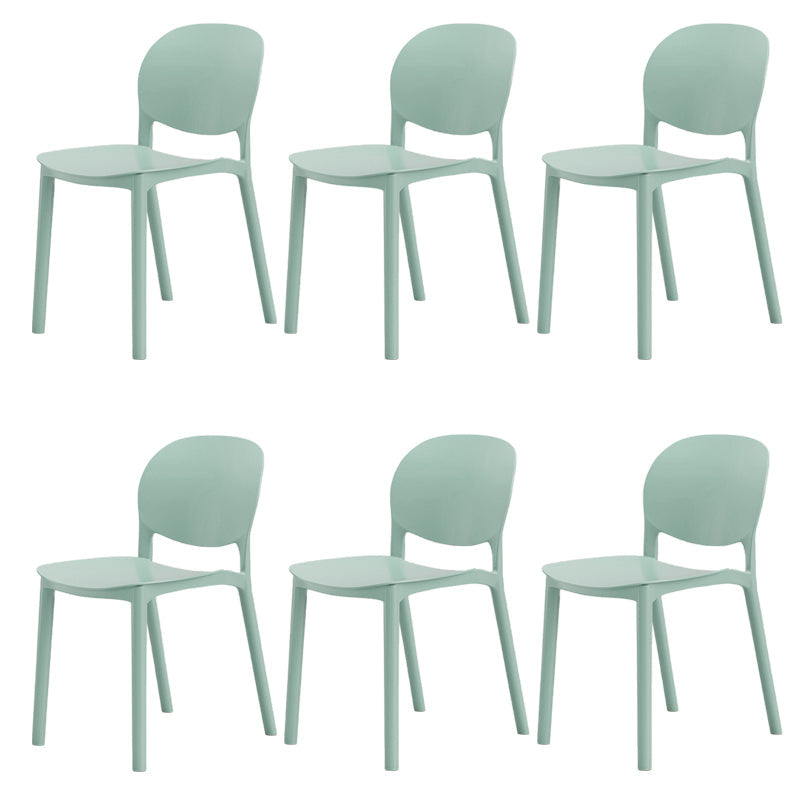 Modern Dining Room Plastic Open Back Stackable Dining Side Chair Green 6 Piece Set Clearhalo 'Dining Chairs' 'Dining Tables & Seating' 'dining_chair' 'furn' 'furn_dining_chair' 'Furniture' 'Kitchen & Dining Furniture' 7747647
