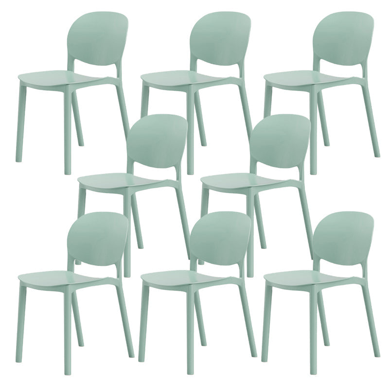 Modern Dining Room Plastic Open Back Stackable Dining Side Chair Green 8 Piece Set Clearhalo 'Dining Chairs' 'Dining Tables & Seating' 'dining_chair' 'furn' 'furn_dining_chair' 'Furniture' 'Kitchen & Dining Furniture' 7747648