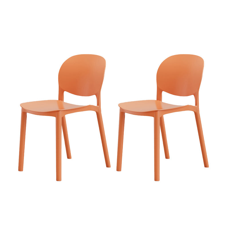 Modern Dining Room Plastic Open Back Stackable Dining Side Chair Orange 2 Piece Set Clearhalo 'Dining Chairs' 'Dining Tables & Seating' 'dining_chair' 'furn' 'furn_dining_chair' 'Furniture' 'Kitchen & Dining Furniture' 7747650