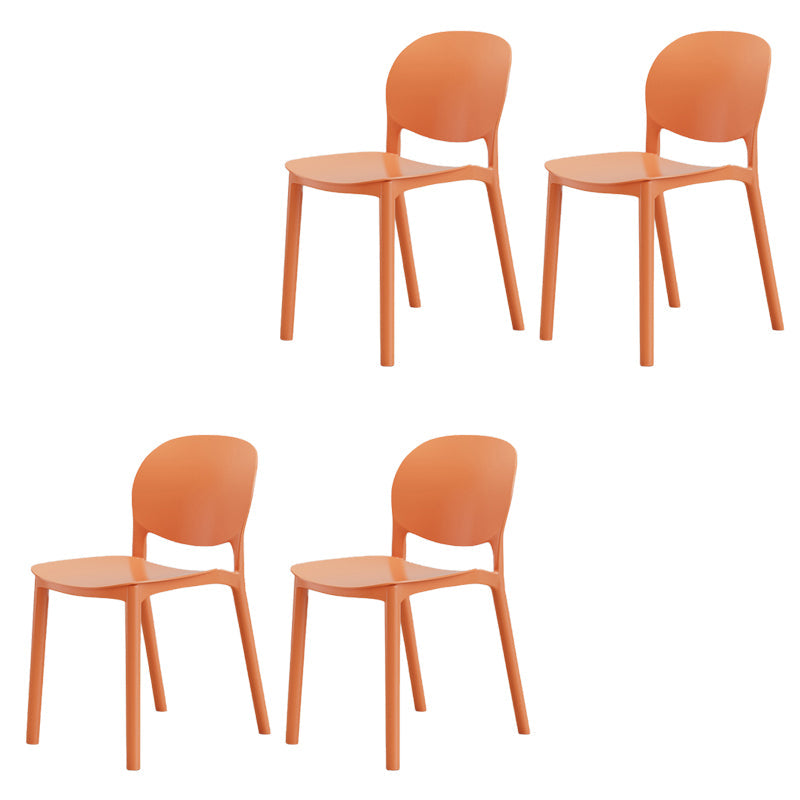 Modern Dining Room Plastic Open Back Stackable Dining Side Chair Orange 4 Piece Set Clearhalo 'Dining Chairs' 'Dining Tables & Seating' 'dining_chair' 'furn' 'furn_dining_chair' 'Furniture' 'Kitchen & Dining Furniture' 7747651