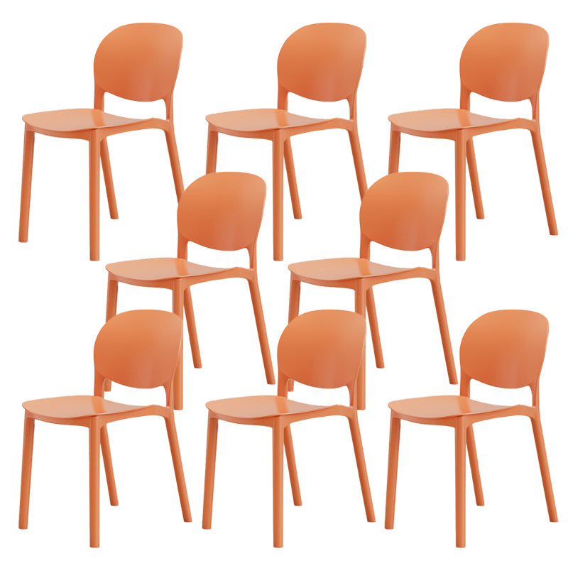 Modern Dining Room Plastic Open Back Stackable Dining Side Chair Orange 8 Piece Set Clearhalo 'Dining Chairs' 'Dining Tables & Seating' 'dining_chair' 'furn' 'furn_dining_chair' 'Furniture' 'Kitchen & Dining Furniture' 7747653