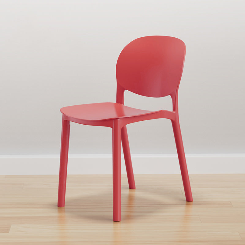 Modern Dining Room Plastic Open Back Stackable Dining Side Chair Red 1 Piece Clearhalo 'Dining Chairs' 'Dining Tables & Seating' 'dining_chair' 'furn' 'furn_dining_chair' 'Furniture' 'Kitchen & Dining Furniture' 7747654