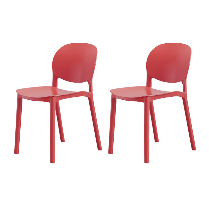 Modern Dining Room Plastic Open Back Stackable Dining Side Chair Red 2 Piece Set Clearhalo 'Dining Chairs' 'Dining Tables & Seating' 'dining_chair' 'furn' 'furn_dining_chair' 'Furniture' 'Kitchen & Dining Furniture' 7747655