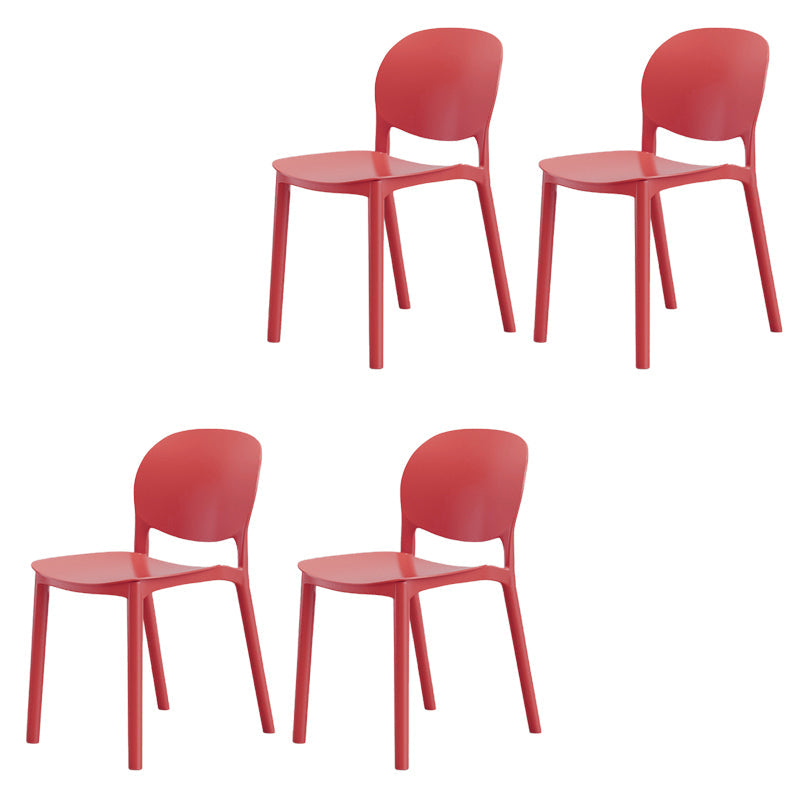 Modern Dining Room Plastic Open Back Stackable Dining Side Chair Red 4 Piece Set Clearhalo 'Dining Chairs' 'Dining Tables & Seating' 'dining_chair' 'furn' 'furn_dining_chair' 'Furniture' 'Kitchen & Dining Furniture' 7747656