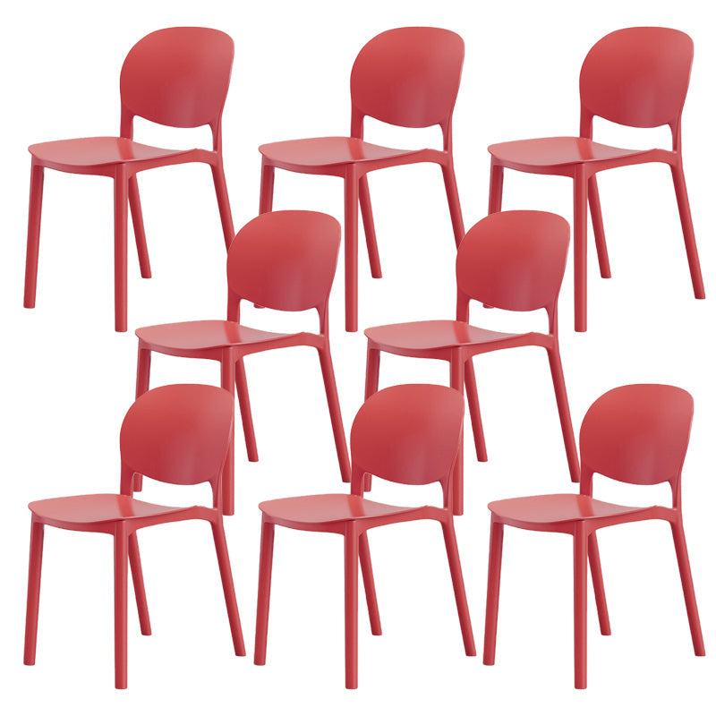 Modern Dining Room Plastic Open Back Stackable Dining Side Chair Red 8 Piece Set Clearhalo 'Dining Chairs' 'Dining Tables & Seating' 'dining_chair' 'furn' 'furn_dining_chair' 'Furniture' 'Kitchen & Dining Furniture' 7747658