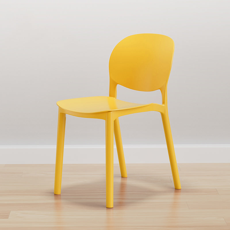 Modern Dining Room Plastic Open Back Stackable Dining Side Chair Yellow 1 Piece Clearhalo 'Dining Chairs' 'Dining Tables & Seating' 'dining_chair' 'furn' 'furn_dining_chair' 'Furniture' 'Kitchen & Dining Furniture' 7747659