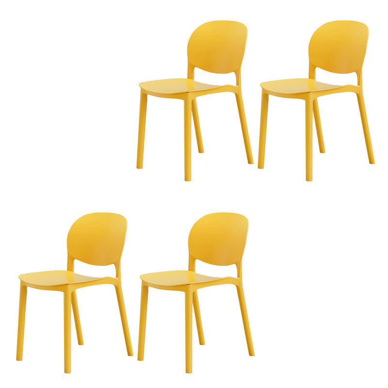 Modern Dining Room Plastic Open Back Stackable Dining Side Chair Yellow 4 Piece Set Clearhalo 'Dining Chairs' 'Dining Tables & Seating' 'dining_chair' 'furn' 'furn_dining_chair' 'Furniture' 'Kitchen & Dining Furniture' 7747661