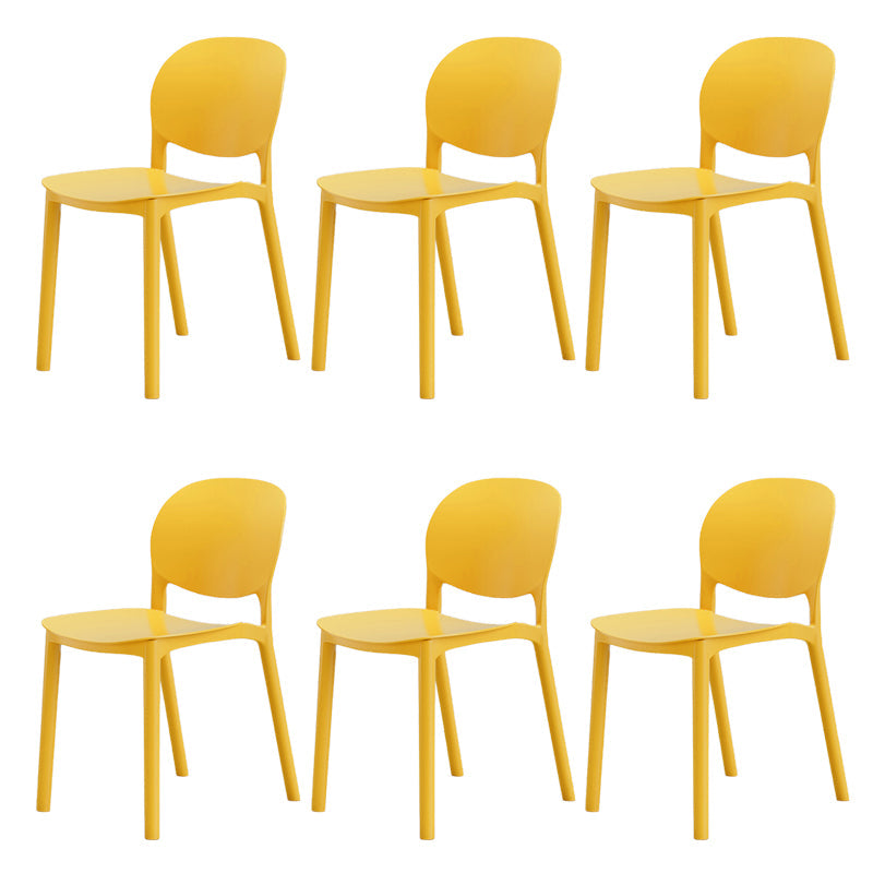 Modern Dining Room Plastic Open Back Stackable Dining Side Chair Yellow 6 Piece Set Clearhalo 'Dining Chairs' 'Dining Tables & Seating' 'dining_chair' 'furn' 'furn_dining_chair' 'Furniture' 'Kitchen & Dining Furniture' 7747662