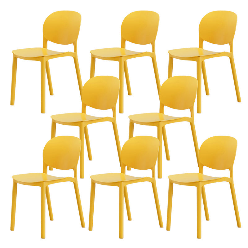 Modern Dining Room Plastic Open Back Stackable Dining Side Chair Yellow 8 Piece Set Clearhalo 'Dining Chairs' 'Dining Tables & Seating' 'dining_chair' 'furn' 'furn_dining_chair' 'Furniture' 'Kitchen & Dining Furniture' 7747663