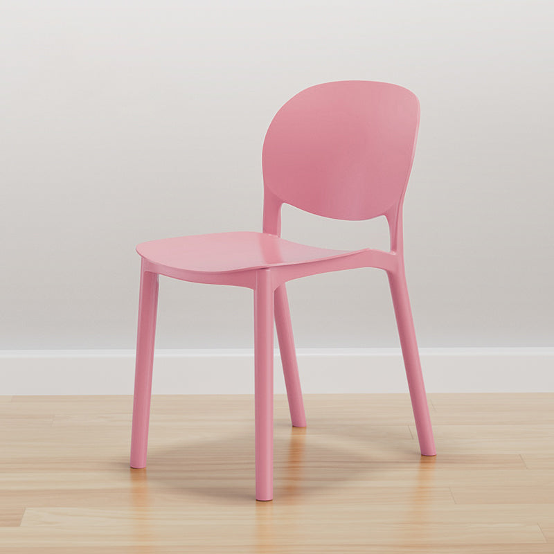 Modern Dining Room Plastic Open Back Stackable Dining Side Chair Pink 1 Piece Clearhalo 'Dining Chairs' 'Dining Tables & Seating' 'dining_chair' 'furn' 'furn_dining_chair' 'Furniture' 'Kitchen & Dining Furniture' 7747664