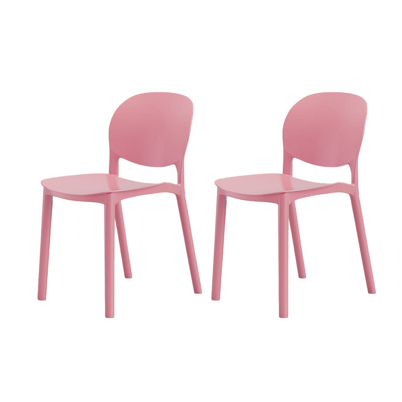 Modern Dining Room Plastic Open Back Stackable Dining Side Chair Pink 2 Piece Set Clearhalo 'Dining Chairs' 'Dining Tables & Seating' 'dining_chair' 'furn' 'furn_dining_chair' 'Furniture' 'Kitchen & Dining Furniture' 7747665