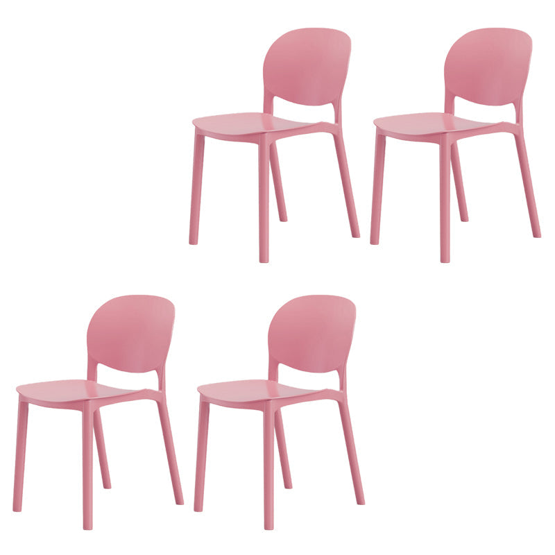 Modern Dining Room Plastic Open Back Stackable Dining Side Chair Pink 4 Piece Set Clearhalo 'Dining Chairs' 'Dining Tables & Seating' 'dining_chair' 'furn' 'furn_dining_chair' 'Furniture' 'Kitchen & Dining Furniture' 7747666