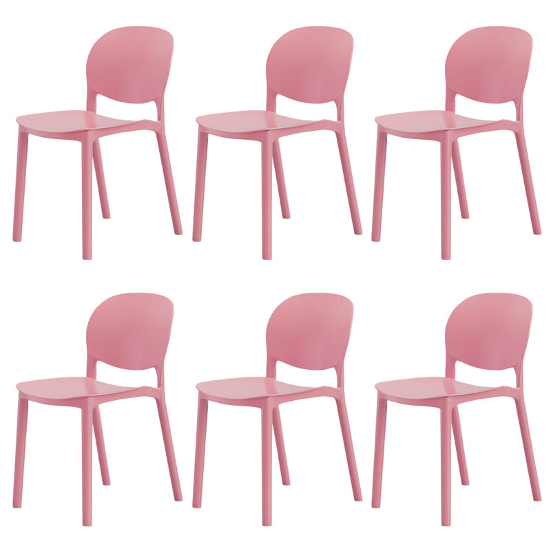 Modern Dining Room Plastic Open Back Stackable Dining Side Chair Pink 6 Piece Set Clearhalo 'Dining Chairs' 'Dining Tables & Seating' 'dining_chair' 'furn' 'furn_dining_chair' 'Furniture' 'Kitchen & Dining Furniture' 7747667
