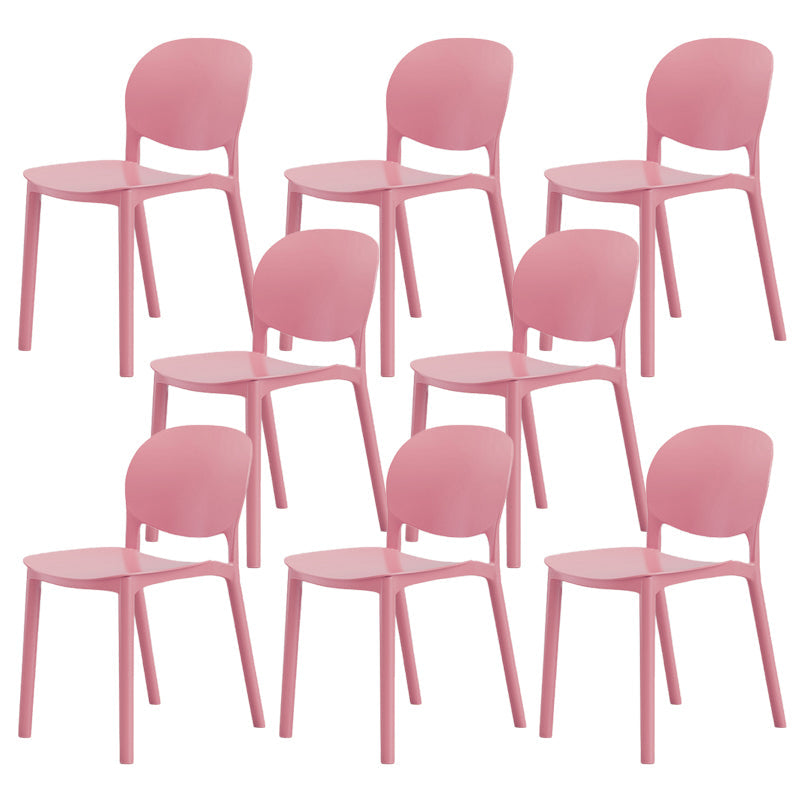 Modern Dining Room Plastic Open Back Stackable Dining Side Chair Pink 8 Piece Set Clearhalo 'Dining Chairs' 'Dining Tables & Seating' 'dining_chair' 'furn' 'furn_dining_chair' 'Furniture' 'Kitchen & Dining Furniture' 7747668