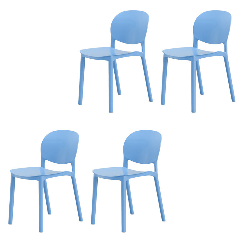 Modern Dining Room Plastic Open Back Stackable Dining Side Chair Water Blue 4 Piece Set Clearhalo 'Dining Chairs' 'Dining Tables & Seating' 'dining_chair' 'furn' 'furn_dining_chair' 'Furniture' 'Kitchen & Dining Furniture' 7747676