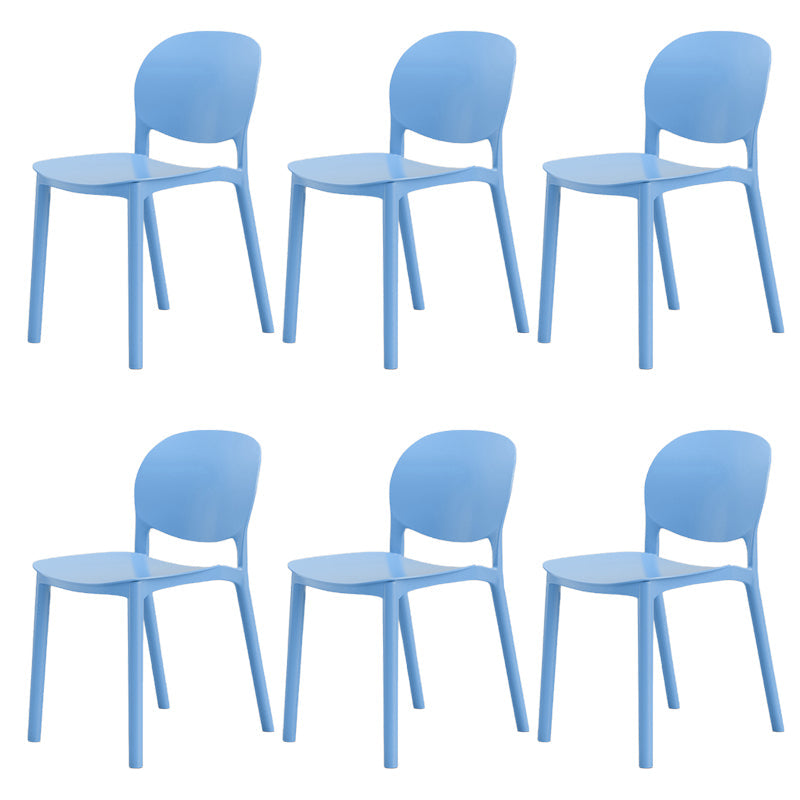 Modern Dining Room Plastic Open Back Stackable Dining Side Chair Water Blue 6 Piece Set Clearhalo 'Dining Chairs' 'Dining Tables & Seating' 'dining_chair' 'furn' 'furn_dining_chair' 'Furniture' 'Kitchen & Dining Furniture' 7747677