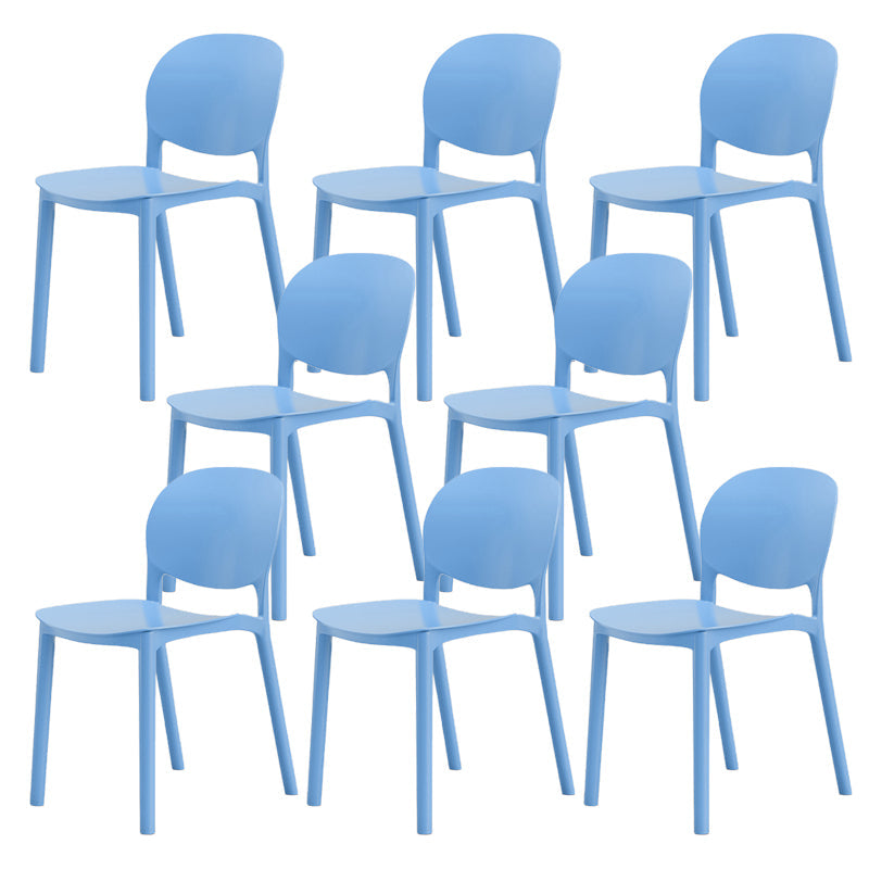 Modern Dining Room Plastic Open Back Stackable Dining Side Chair Water Blue 8 Piece Set Clearhalo 'Dining Chairs' 'Dining Tables & Seating' 'dining_chair' 'furn' 'furn_dining_chair' 'Furniture' 'Kitchen & Dining Furniture' 7747678